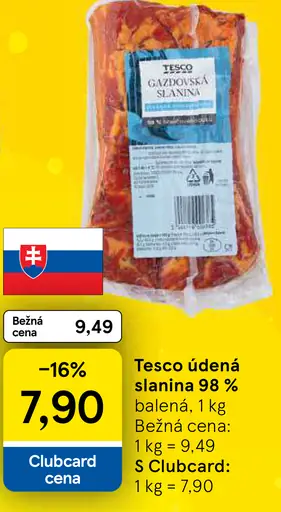 Tesco údená slanina s kožou