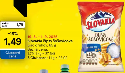 Slovakia Šošovicové chipsy morská soľ