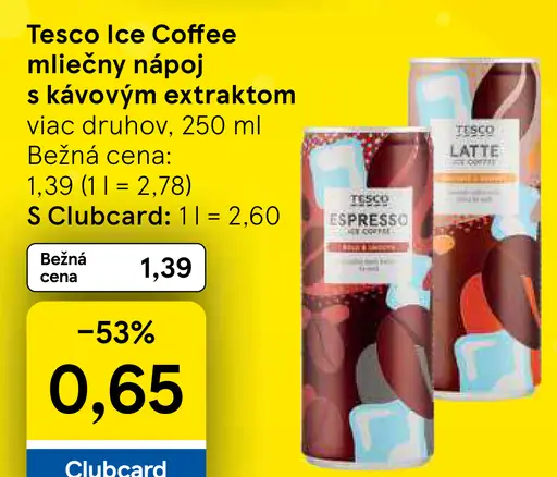 Tesco Latte Ice Coffee mliečny nápoj s kávovým extraktom