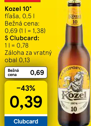 Kozel 10° pivo fľaša