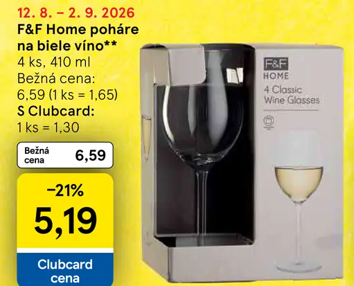 F&F Home poháre na biele víno