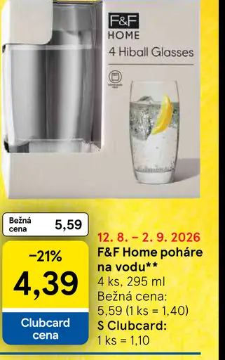F&F Home poháre na vodu