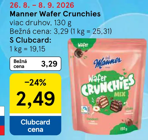 Manner Wafer Crunchies Mix, rôzne druhy