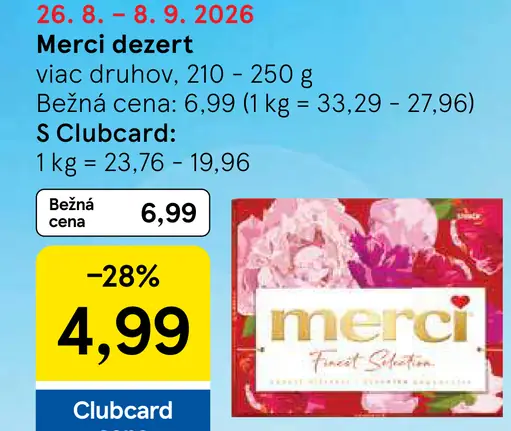 Merci dezert rôzne druhy
