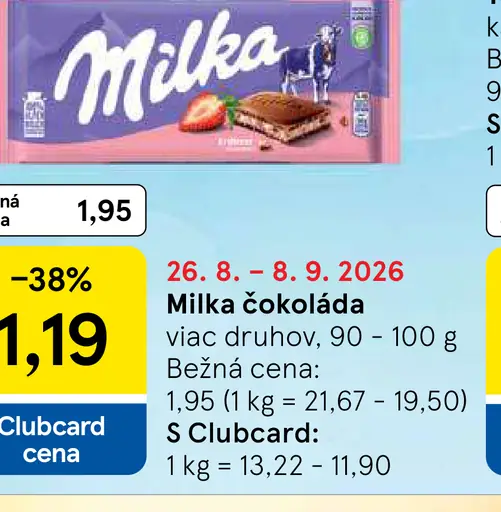 Čokoláda rôzne druhy Milka