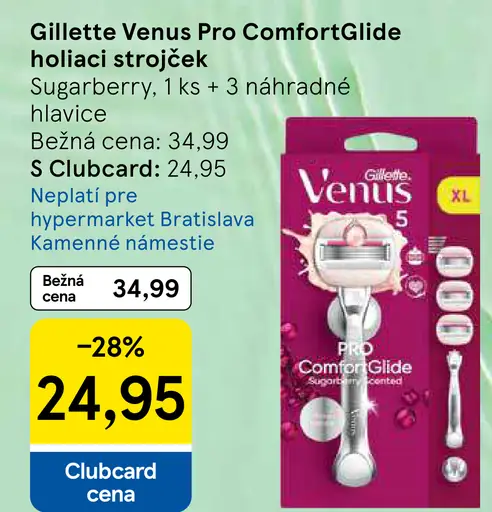 Gillette Venus Pro ComfortGlide Sugarberry holiaci strojček, 3 náhradné hlavice