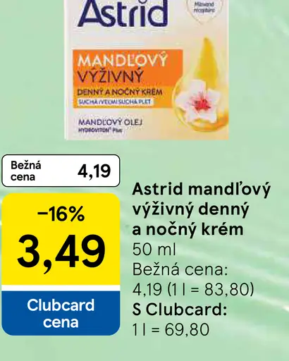 Astrid Mandľový výživný denný a nočný krém