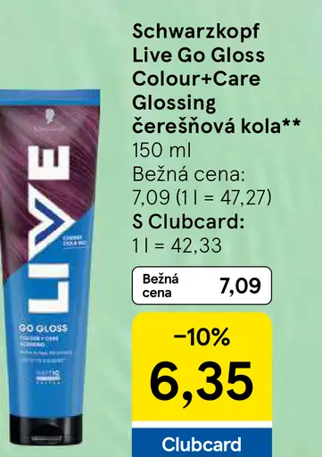 Schwarzkopf Live Go Gloss Colour+Care Glossing čerešňová kola