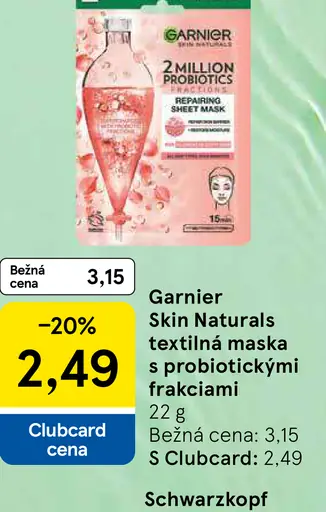 Garnier Skin Naturals textilná maska s probiotickými frakciami