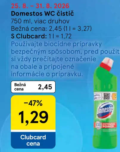 Domestos WC čistič, 2 druhy