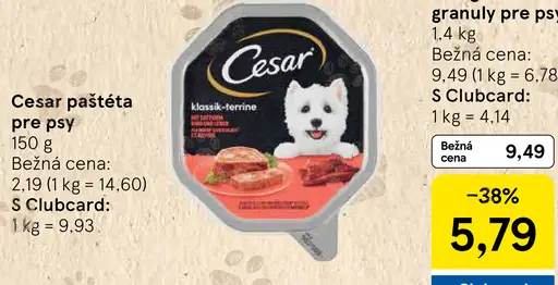 Cesar paštéta pre psy