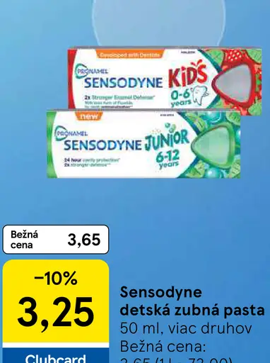 Sensodyne zubná pasta Junior 6-12 rokov, Kids do 6 rokov