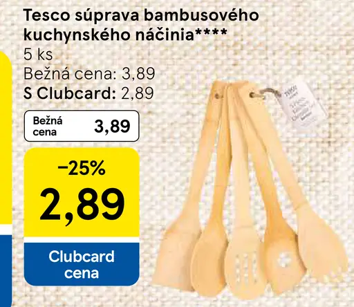 Tesco súprava bambusového kuchynského náradia