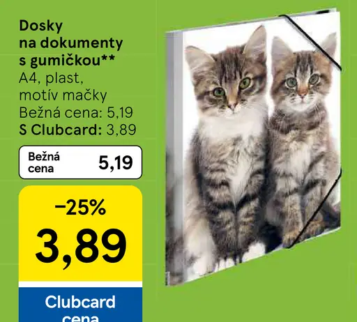 Dosky na dokumenty s gumičkou, motív mačky
