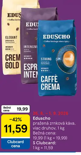 Eduscho pražená zrnková káva, viac druhov