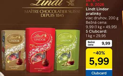 Lindt Lindor pralinky