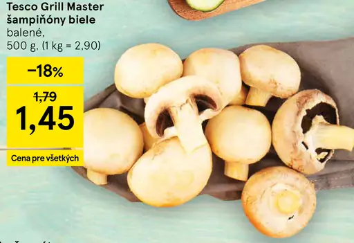 Tesco Grill Master šampiňóny biele