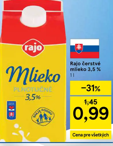 Rajo čerstvé mlieko 3,5%