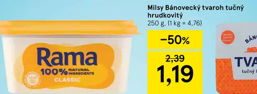 Milsy Bánovecký tvaroh tučný hrudkovitý