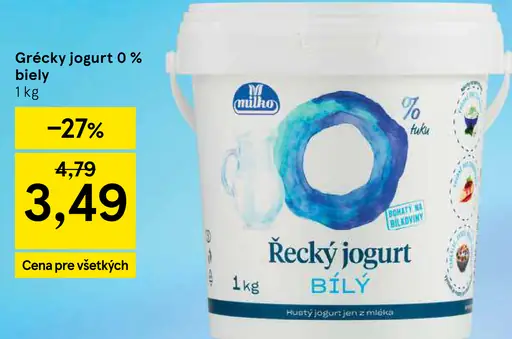 Milko Řecký jogurt 0% biely