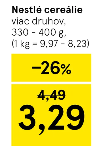 Nestlé cereálie rôzne druhy