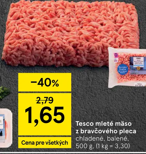Tesco mleté mäso z bravčového pleca