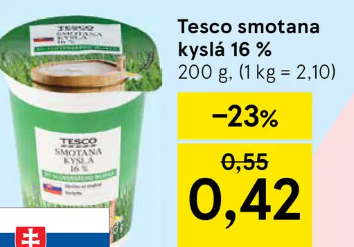 Tesco kyslá smotana 14 %