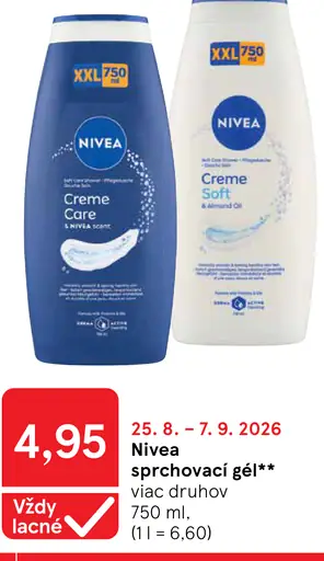 Nivea sprchovací gél – Creme Care, Creme Soft