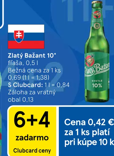 Zlatý Bažant 10% svetlé výčapné pivo