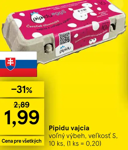 Pipidu vajcia voľný výbeh, veľkosť S