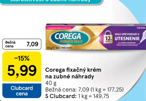 Corega Fixačný krém na zubné náhrady bez príchuti extra silný