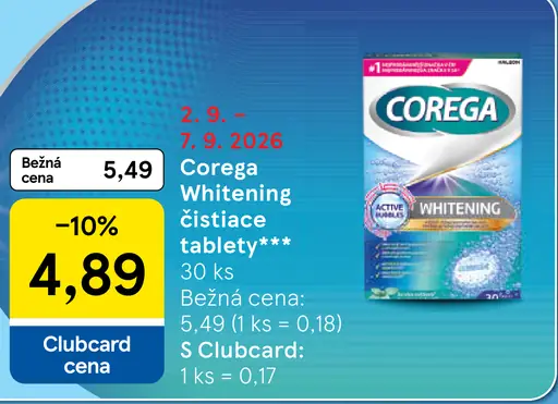 Corega Whitening čistiace tablety