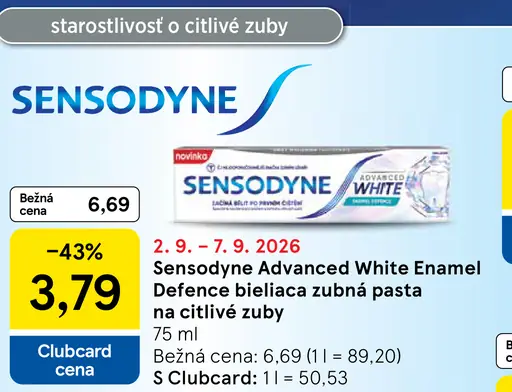 Sensodyne Advanced White Enamel Defence bieliaca zubná pasta na citlivé zuby
