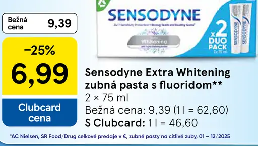 Sensodyne Extra Whitening zubná pasta s fluoridom