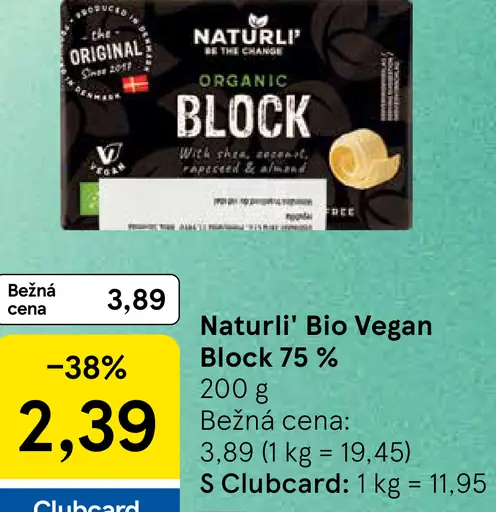 Naturli' Bio Vegan Block 75 %