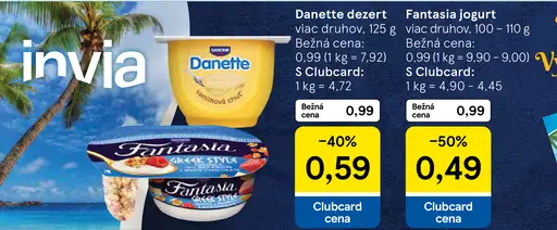 Danette dezert rôzne druhy