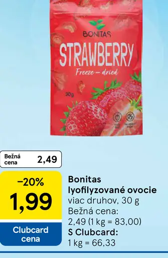 Bonitas lyofilizované jahody