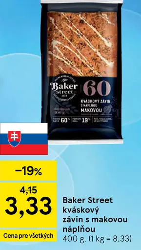 Baker Street Kváskový závin s náplňou makovou