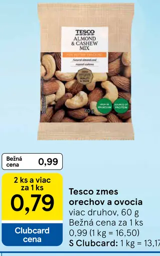 Tesco zmes orechov a ovocia