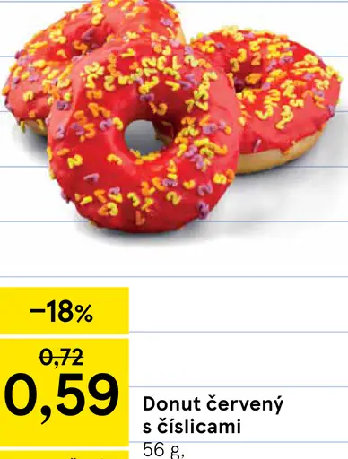 Donut červený s číslicami