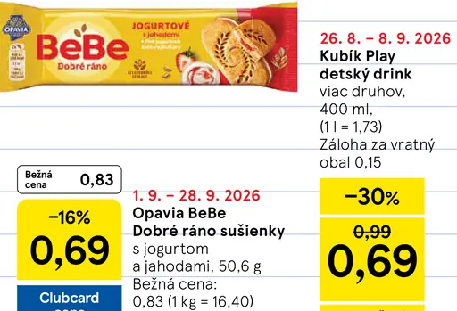 Opavia BeBe Dobré ráno sušienky s jogurtom a jahodami