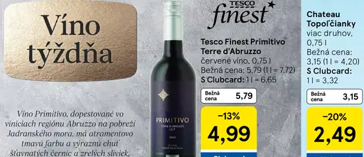 Tesco Finest Primitivo Terre d'Abruzzo červené víno