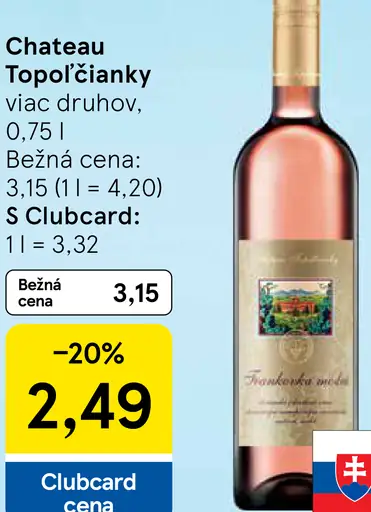 Chateau Topoľčianky víno viac druhov