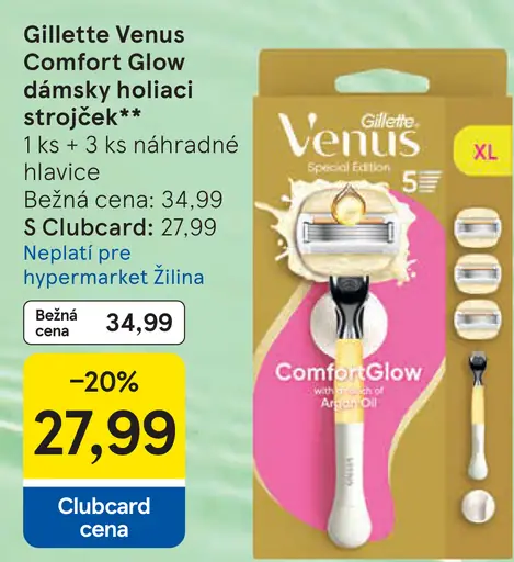 Gillette Venus Comfort Glow dámsky holiaci strojček s 3 náhradnými hlavicami