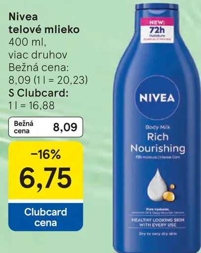 Nivea telové mlieko