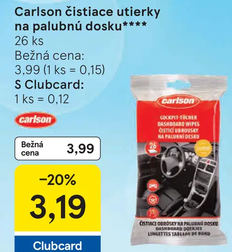 Carlson čistiace utierky na palubnú dosku