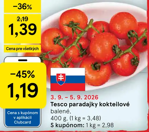 Tesco paradajky kokteilové
