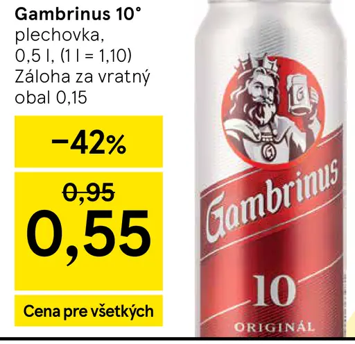 Gambrinus 10° plechovka