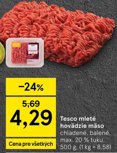 Tesco bravčovo-hovädzie mleté mäso