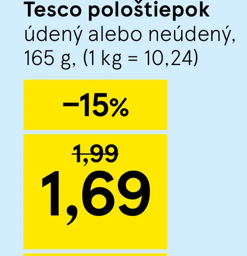 Tesco polotiepok údený alebo neúdený
